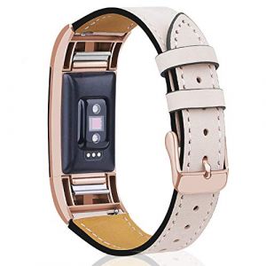 Mornex Bracelet Compatible Fitbit Charge 2 en Cuir,Bande de Remplacement R&eacute;glable Sangle Rechange M&eacute;tal Connecteurs Accessoires (HEWE-UK, neuf)