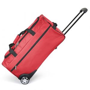KINSTON Sac de Voyage Trolley Rouge - Grand Sac à roulettes & Canne Télescopique, Compartiment Principal Spacieux et Poche Latérale Zippée - Valise Bagage à Main Idéal pour Voyages et Week-Ends (Kinston, neuf)