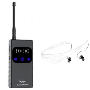 Tayogo Casque de Natation - Emetteur sans Fil, Id&eacute;al pour Spotify et Audible | Appareil de Communication pour entra&icirc;neur de Natation | Casque de Conduction osseuse pour la Natation (Blanc +W16R) (Tayogo Europe, neuf)
