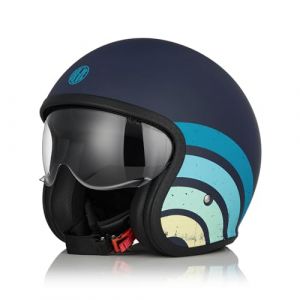 ORIGINE Casque de Moto Jet Casque de Scooter avec Lunettes ECE 22-06 (Heritage Matt Blue, M) (H&H Sports Protection srl, neuf)