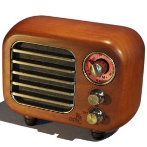 Opis Radio 3 – Petite Radio Portable Rechargeable, dotée de FM et Bluetooth, idéale pour la Maison et Le Chantier, au Style d'un Ancien Poste Radio en Bois (Noyer) (Opis Technology, neuf)