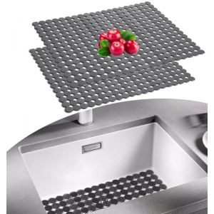 Protege Evier, Lot de 2 Tapis Evier Cuisine, 30x40cm Protege Evier Cuisine Tapis évier Décoratif, Protection Tapis D'évier Cuisine, D'évier Réglables antidérapant, Contre la Aaleté et les Rayures (AIODIHAILIYAN, neuf)