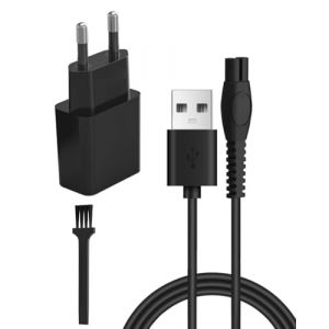USB Chargeur 5V 1A pour rasoir compatible avec Philips One Blade 360 & tondeuses MG/S&eacute;rie S, pour QP2734 QP2724 QP2824 QP2834 QP4631 QP4530 QP6552 MG9510 MG9520,adaptateur secteur + c&acirc;ble 1 m + brosse (MB Asani Seller, neuf)