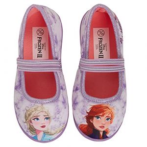 Disney Pantoufles La Reine des Neiges 2 Elsa Anna pour Filles - Ballerines Enfants - Chaussures de Maison &agrave; Enfiler - Lilas, bleu, 7 UK Child (Lora Dora, neuf)