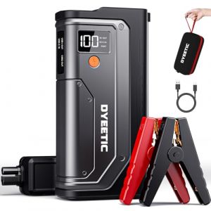 DYEETIC 6000A Booster Batterie de Voiture, 26800mAh Booster Batterie Moteur ((Jusqu’à Tout Gaz ou 10L Diesel) avec Lampe de Poche à LED, Câbles de Démarrage (Raccoon Den, neuf)