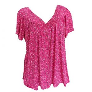 Tunique Blanche Soldes Veste De Noel Femme Soldes Blouse Fluide &Eacute;T&eacute; Impression Tee Shirt Vetement Tunique Longue Noire Chemise en Lin Octobre Rose Marine Top Manche Courte Chemisier Manchd (CHOHJIA, neuf)