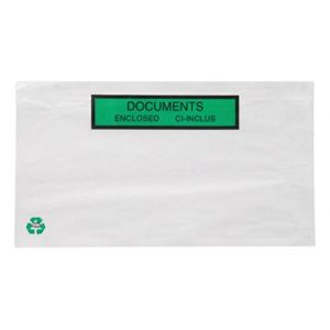Pochettes Porte Documents Ci-inclus Adhésives en Papier Recyclable format DL 230x125mm adaptées aux réglementations REP et LUCID- Lot de 100 (solutions-imprimerie, neuf)