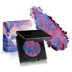 Fard à paupières pailleté effet multicolore - Palette avec nuances bleu-rose, pigments intenses à double chromage, ombres translucides avec effet changeant, paillettes brillantes pour maquillage (Afflano Direct, neuf)