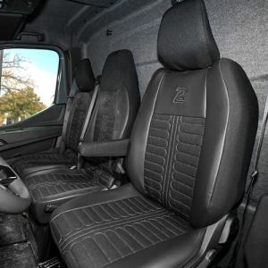 LUCARO Housse Siege Voiture Tornado pour Renault Master 4, Nissan Interstar 3 Noir Dossier et Assise Divis&eacute;s - Housse de Siege Voiture Tissu Durable et Confortable et Similicuir (SABA SP. Z O.O., neuf)