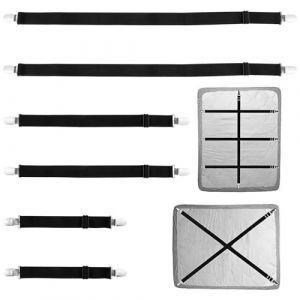 6Pcs Attaches Drap Housse Réglables, Tendeur Drap Résistant, Sangle Drap Housse, Bretelles Élastiques avec Pinces Métalliques, 3 Tailles pour Draps, Matelas, Nappes, Coussins, Canapé, Table à Repasser (XiaoXiangJueXin, neuf)
