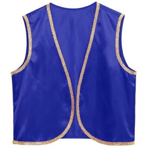dPois Homme Déguisement Arabe Gilet Pantalon Costume Arabe Roi Prince Carnaval Partie Fête Jeux de Rôle F Gilet Bleu Royal M (dPois eu, neuf)