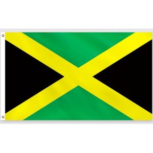 PartyYaa Drapeau Jama&iuml;que 150x90cm Drapeau Jama&iuml;que Impression unilat&eacute;rale avec 2 Oeillets en Laiton Imperm&eacute;able Drapeau Jama&iuml;cain pour Jour de la Culture Coupe du Monde Olympique Routes Jardin Bar (PartyYaa, neuf)