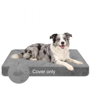 DUJUIKE 100% imperm&eacute;able Housse de Remplacement pour lit pour Chien, Housse de Matelas en Velours pour Chien, Peluche Douce, Doublure de Matelas Lavable et Amovible pour Chien (Gris, M) (Pulchlla, neuf)