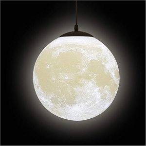 KRUIHAN 3D Lampe Lune Suspension,Lustre Lune avec Abat-Jour Boule E27,Lustre Chambre Enfant/Salon,Plafonnier Planet Suspendu 22cm(Ampoule Non Incluse) (zhruiqun, neuf)