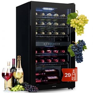 KLARSTEIN Cave a Vin, Caves à Vin de Conservation de 80L, Porte en Verre, Cave a Vins à Double Zone, Bar Int/Ext, Frigo Vin, Armoire a Vin, Cave a Vin de Vieillissement, Cave à Vin 29 Bouteilles (Klarstein France, neuf)