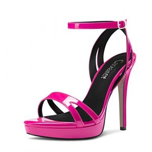 Castamere Femmes Aiguille Haut High Plate-forme Talon Heel Ouvert Bout Lanières Cheville Sandales Mariage Danse 12 CM Heels Magenta Rouge 40 EU (SUNShop, neuf)