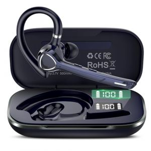 Oreillette Bluetooth sans Fil, Ecounteurs V5.4 antibruit CVC8.0/ENC Double Mic, 90H de Conversation Mains Libres Casques Bluetooth Deux Appareils Connectés, Mic Mute pour Affaires/Conduite, Bleu (xuanlidianzishang, neuf)