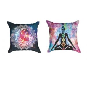 Ulticool - Housse de Coussin - Chakra Gu&eacute;rison Aura Spiritualit&eacute; Mandala - Lot de 2 Motifs - 45 x 45cm - Coussin d&eacute;coratif sans Rembourrage - Taie d'oreiller pour canap&eacute;/lit - Blanc Violet Bleu (Ulticool, neuf)