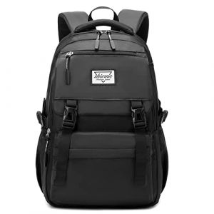 SIVENKE Sac à Dos Femme Unisexe Sac d'école 15,6" Sac à Dos pour Ordinateur Multifonctionnel portable Sac de Sport (Noir) (Zhongdeqi, neuf)