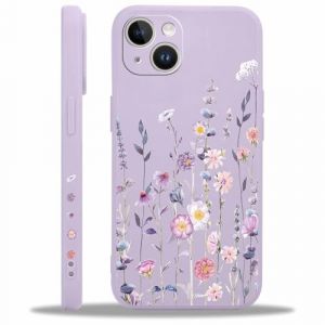 Knrlqim Coque Fleur pour iPhone 13 6,1", Mignon Fleur Feuille Aesthetic Kawaii Motif pour Femme Fille, Ultra-Mince en Gel Doux Silicone Antichoc Anti-Rayures Protection &Eacute;tui, Violet (KIERAN MCCANN, neuf)