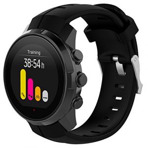 Yikamosi Compatible avec Suunto Spartan Ultra Bracelets,libération Rapide Silicone Souple Fermoir en Acier Inoxydable Remplacement Bracelet pour Suunto Spartan Ultra,Noir (Yikamosi, neuf)