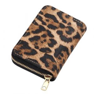 VEOIRXU Porte Feuille pour Femme avec de Nombreux Emplacements Petit Porte Monnaie Femme en Cuir Souple Portefeuille Petit Format avec Compartiment &agrave; Monnaie Zipp&eacute; Imprim&eacute; L&eacute;opard Tendance (SHI TONGYANG DE DIAN, neuf)