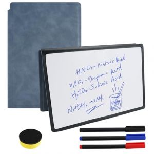 A5 Tableau Blanc Effacable Portable, Tableaux Blancs avec 3 Stylos, 1 &eacute;ponge et Chiffon de Nettoyage, R&eacute;utilis&eacute;s Livres Tableau Memo, Petit Tableau Blanc Double Face pour Notes, Listes de Courses (hejiuwenhua, neuf)