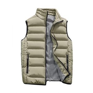 ORANDESIGNE Homme Doudoune sans Manche Gilet Ultra L&eacute;g&egrave;re Veste Manteau Parka Blouson Zipp&eacute;e Casual Chaud Manteau Matelass&eacute;e Rembourr&eacute;e D Kaki XL (Wowmart Zoo X., neuf)