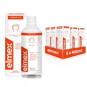 elmex Bain de bouche Protection contre les caries 6 x 400 ml – Nettoyage des dents antibactérien sans alcool protège efficacement contre les caries – Pour une utilisation quotidienne avec bouclier de (Dealzonu, neuf)