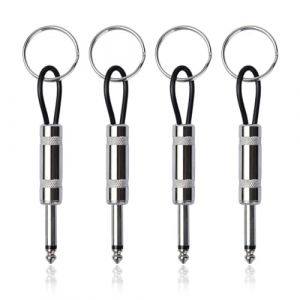 PLABBDPL Lot de 4 porte-cl&eacute;s pour guitare - Porte-cl&eacute;s portable en acier inoxydable - Cadeau pour les amateurs de musique, les musiciens, les amateurs de musique, gris, argent (Anilalowbility, neuf)