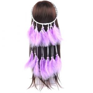 Coiffe indienne élégante pour femme : coiffe bohème faite à la main légère imitation plumes décoratives ethniques fantaisie (XIANYITRO, neuf)