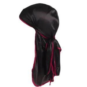 AFROCLASS - Durag satin soyeux silky, Parfait pour Les Waves, Les Tresses et Les Locs, Premium Silk du Rags pour Hommes et Femmes, Bande Longue et Large, Durag Satin Ultra Doux (Noir/Rouge) (AFROCLASS, neuf)