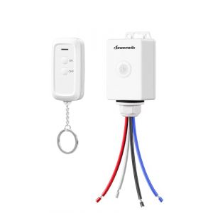 DEWENWILS Interrupteur sans fil ext&eacute;rieur avec t&eacute;l&eacute;commande, 3000W, 230V Ensemble d'interrupteurs d'&eacute;clairage sans fil, commande sans fil &eacute;tanche IP65, port&eacute;e de 30 m, pas de c&acirc;blage n&eacute;cessaire, pile (DewenwilsDirect, neuf)