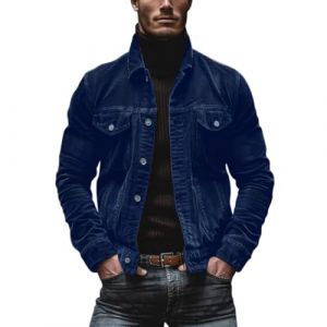 Oanviso Veste en Velours C&ocirc;tel&eacute; pour Homme Blouson Classique Retro Veste de Travail Manches Longues Veste Cargo D&eacute;contract&eacute;e Bouton Regular Fit Outdoor Manteau A Bleu M (Shopping tide, neuf)