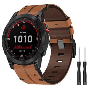 Bracelet Fenix 7X/Fenix 6X Bande, 26mm Cuir Quick Fit Bracelet pour Garmin Fenix 8 51mm, Fenix 6X, Fenix 6X Pro, Fenix 5X, Fenix 5X Plus, Fenix 7X Solar, Fenix 3, Fenix 3 HR, Garmin Enduro, Quatix 3 (BOJYS, neuf)