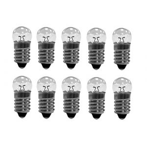 ShuoHui Lot de 10 ampoules E10 DC 0,3 A Blanc chaud Ampoule miniature à vis Glühlampe Glühbirne (4,8 V) (ShuoHuiTechnology, neuf)
