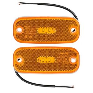 Lot de 2 feux de position latéraux à LED Orange 12 et 24 V Feu de position 110 x 46 mm Espacement des trous 90 mm avec marquage E pour voiture, camion, remorque, camping-car, caravane (carlight24, neuf)