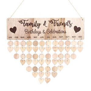 STOBOK Famille D anniversaire Conseil DIY En Bois Calendrier Tenture Rappel D anniversaire Plaque Conseil Maison & Bureau Mur D&eacute;cor (WChiho Q, neuf)