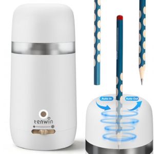 tenwin Taille-crayon &eacute;lectrique enti&egrave;rement automatique, rechargeable et portable, taille rapide des crayons et crayons de couleur de 7 &agrave; 12 mm, id&eacute;al pour la maison, le bureau et l'&eacute;cole (blanc) (TC E-commerce, neuf)
