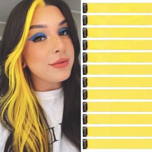 Jaune Couleur Extension Cheveux 12 Pièces 55cm Rajout Cheveux à Clip Naturel Extensions à Clipser Chaleur Fête Accessoire Cheveux Fille Extensions Capillaires Mèches De Cheveux (henanluozhiruishangmaoyouxiangongsi, neuf)