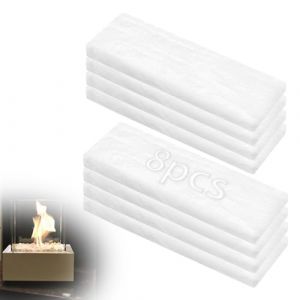 KINETOX 8 pi&egrave;ces Meche chemin&eacute;e Ethanol bio&eacute;thanol &Eacute;ponge en Iaine C&eacute;ramique 30 x 10 x 2.5cm Laine C&eacute;ramique pour Bio&eacute;thanol Laines Br&ucirc;leur Bio&eacute;thanol Chemin&eacute;e de Table Prolonge la Dur&eacute;e Vie du feu (KINETOX-EU, neuf)