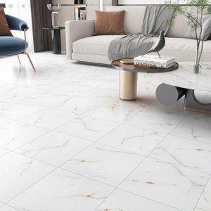 FunStick Dalle PVC Adhesive Sol Chambre Blanc Stickers Carrelage Effet Marbre Buanderie 30X30CM 30 Dalles PVC pour Cuisine Lavable Carrelage Sol Autocollant Salle de Bain Blanc et Jaune Rose Carreaux (Livelynine Euro, neuf)