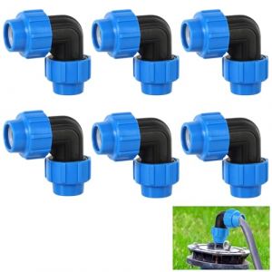 Raccord Coud&eacute; en Plastique PE, 6 Pi&egrave;ces Raccords De Plomberie Coud&eacute;s, Raccord Coud&eacute; &agrave; 90 Degr&eacute;s 25mm X 25 mm, Raccords De Plomberie Coud&eacute;s Pour Tuyau D&rsquo;eau Pe De Compression (LNS-EU, neuf)