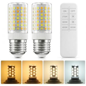 Bigzom Ampoules LED E27 Dimmables avec T&eacute;l&eacute;commande, 7W (Remplace 60-70W) 900 Lumens, Variateur de Luminosit&eacute; et Temp&eacute;rature de Couleur (2700K-6500K), Ampoule Mais, 2 Pi&egrave;ces (HUIYOU-EU, neuf)