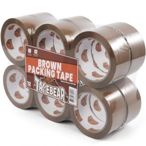 TAPEBEAR Ruban Adh&eacute;sif d'Emballage Marron 48mm x 50m, Ruban Adhesif Emballage 2.6mil &eacute;paisseur, Fermeture S&ucirc;re, Haute R&eacute;sistance Pour l'Emballage De Colis, Bo&icirc;tes, Cartons, 12 Rouleaux (TapeBear, neuf)