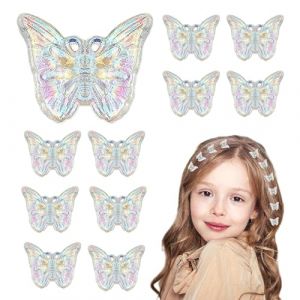 Misaakoeq Pinces à cheveux papillon pour filles,pinces à cheveux papillon, 12 pièces pinces papillon accessoires pour cheveux papillon, Pinces papillon argentées et blanches, pince à cheveux mignonne (Gatoditaz, neuf)