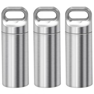Pilulier 3 pi&egrave;ces, pilulier portable, pilulier &eacute;tanche, distributeur de m&eacute;dicaments, pour camping et voyage (Silver, 4.85 * 1.55cm) (Senriseuk, neuf)