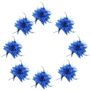 8pcs Pince Cheveux Fleur Hawaienne, Pinces &agrave; Cheveux Fleurs Mariage Femme, &eacute;pingle &agrave; Cheveux Fleur Plumes, Accessoires de Cheveux pour &eacute;t&eacute; Plage Mariage Cadeaux pour Femmes et Filles (Bleu fonc&eacute;) (iShang Direct, neuf)