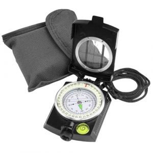 Boussole Multifonctionnelle Militaire, Boussole Randonnée avec Sac de Transport, Boussole de Randonnée, Professionnelle Orientation Militaire Portable en Métal pour Camping Hiking Randonnée(Noir) (BASTOUR-Official, neuf)