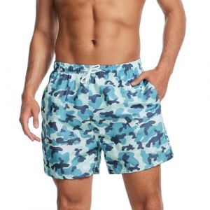 AMZSPORT Shorts de Bain Homme Boardshort Imperm&eacute;able Maillot de Bain avec Poches et Doublure en Maille, Vert Camouflage L (SpirDirect, neuf)